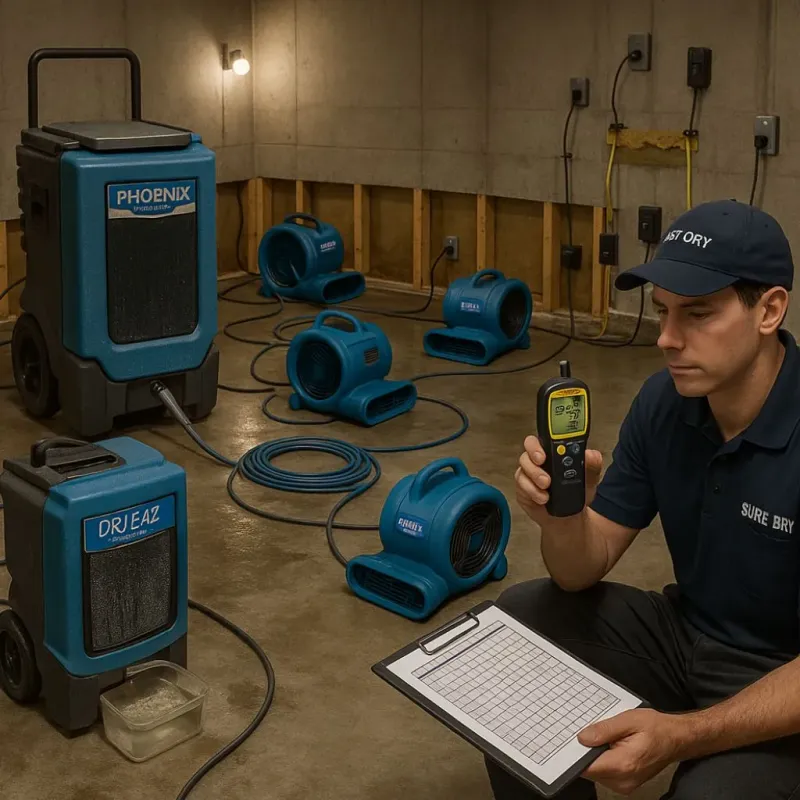Structural Drying and Dehumidification process in Burnham, PA